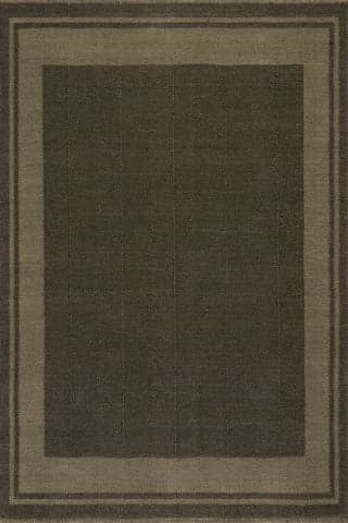 Isolated view of Green Rectangle Canon Bordered Wool Cozy Rug, showcasing its design