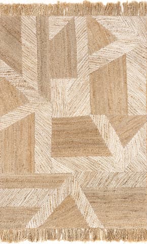 Isolated view of Natural Rectangle Azzura Jute Geometric Shapes Rug, showcasing its design