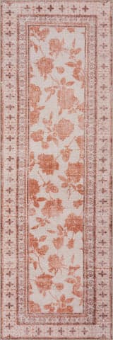 Isolated view of Orange Runner Boscage Floral Washable Rug, showcasing its design