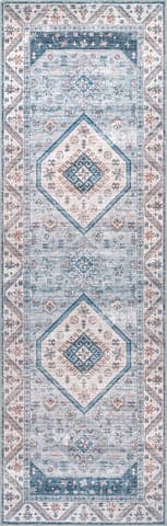 Isolated view of Blue Runner Natasha Medallion Washable Rug, showcasing its design