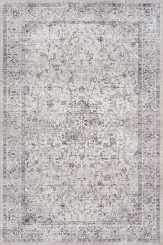 Isolated view of Grey Rectangle Clanese Oriental and Persian Washable Rug, showcasing its design