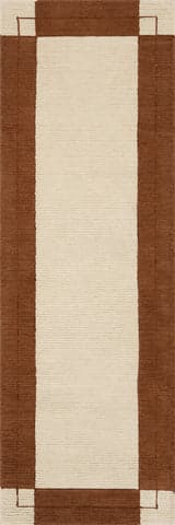 Isolated view of Brick Runner Caligo Mid Century Modern Bordered Rug, showcasing its design