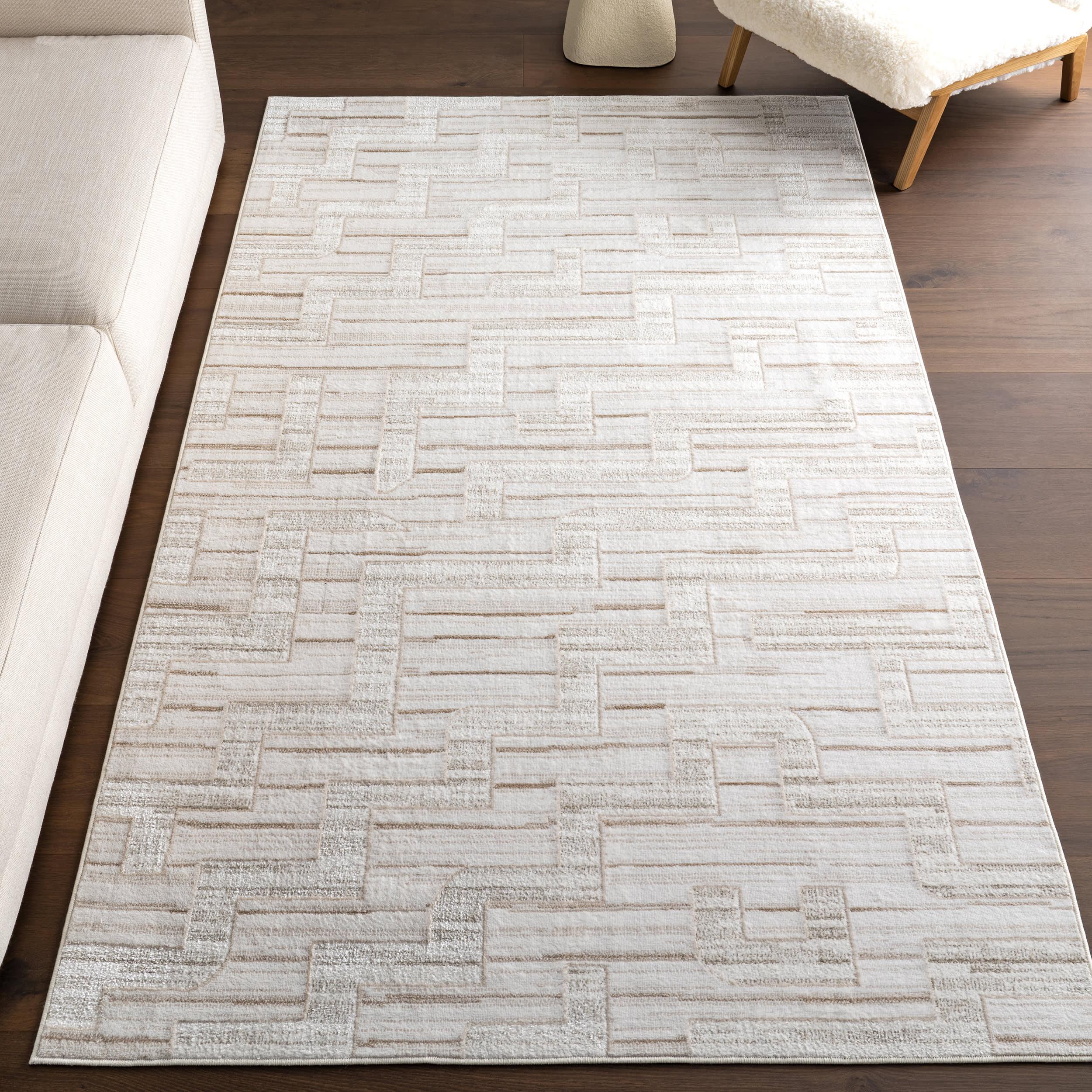 Chana Geometric Washable Rug | Ivory – Rugs USA