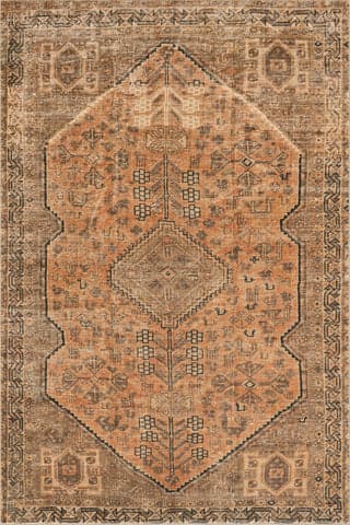 Isolated view of Brown Rectangle Marth Medallion Washable Rug, showcasing its design