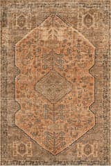 Isolated view of Brown Rectangle Marth Medallion Washable Rug, showcasing its design