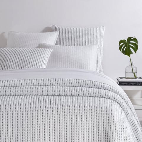 Pick Stitch Matelasse Coverlet | White
