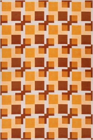 Isolated view of Orange Rectangle Mosaic Light Checkered Washable Rug, showcasing its design