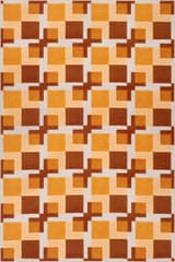 Isolated view of Orange Rectangle Mosaic Light Checkered Washable Rug, showcasing its design