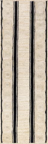 Isolated view of Ivory Runner Hedgerow Striped Jute Rug, showcasing its design
