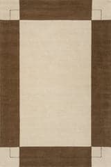 Isolated view of Brown Runner Caligo Mid Century Modern Bordered Rug, showcasing its design