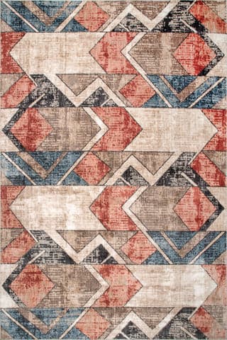 Isolated view of Ivory Rectangle Cubist Stripes Rug, showcasing its design