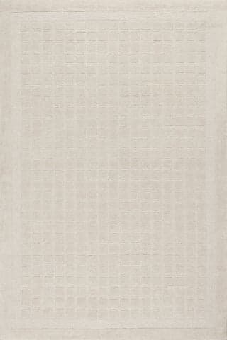 Isolated view of Beige Runner Fritz Checked Wool Rug, showcasing its design