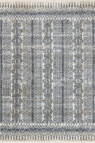 Isolated view of Blue Rectangle Tabitha Moroccan Banded Rug, showcasing its design