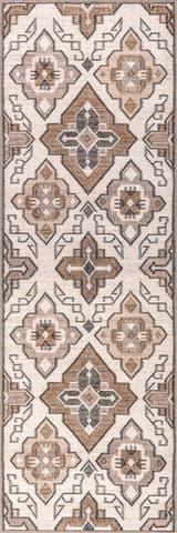 Isolated view of Ivory Runner Keily Medallion Spill Proof Washable Rug, showcasing its design