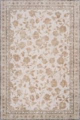 Isolated view of Olive Green Rectangle Boscage Floral Washable Rug, showcasing its design