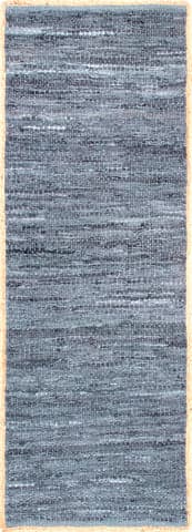 Isolated view of Blue Runner Solid Leather Flatweave Rug, showcasing its design