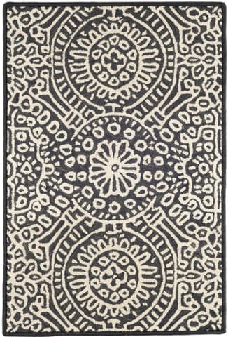 Temple Hand Micro Hooked Wool Custom Rug | Charcoal
