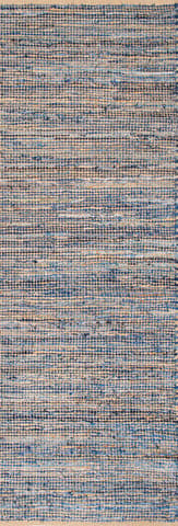 Isolated view of Natural Runner Jute And Denim Crosshatch Rug, showcasing its design