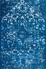 Isolated view of Teal Rectangle Broad Printed Medallion Rug, showcasing its design
