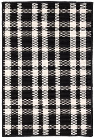 Tattersall Handwoven Indoor/Outdoor Custom Rug | Black