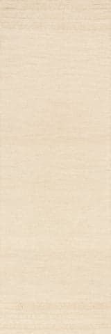 Isolated view of Cream Runner Barron Solid Bohemian Wool Rug, showcasing its design