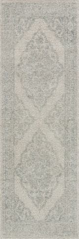Isolated view of Teal Runner Istanbul Hand-Tufted Ornate Border Wool-Blend Rug, showcasing its design