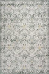 Isolated view of Grey Rectangle Kinice Traditional Floral Washable Rug, showcasing its design