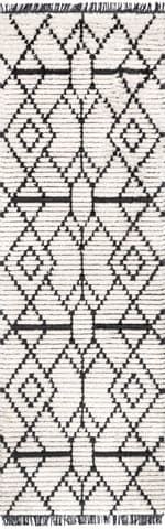 Isolated view of Beige Runner Modern Tracery Tasseled Rug, showcasing its design
