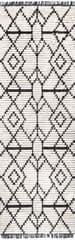 Isolated view of Beige Runner Modern Tracery Tasseled Rug, showcasing its design