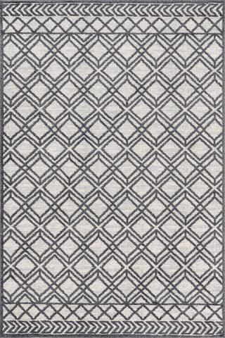 Isolated view of Dark Grey Rectangle Evalina Moroccan Trellis Rug, showcasing its design