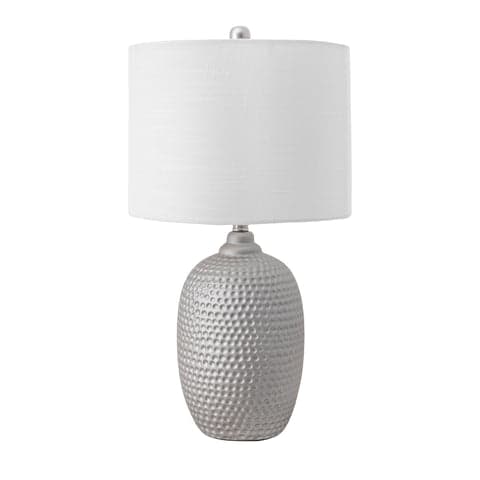 Isolated view of Grey  21-inch Stippled Metal Vase Table Lamp, showcasing its design