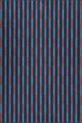 Isolated view of Navy Rectangle Signal Stripe Mid-Century Washable Rug, showcasing its design