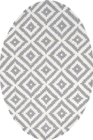 Isolated view of Grey Oval Scandinavia Diamond Rug, showcasing its design