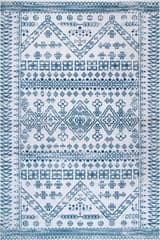 Isolated view of Blue Rectangle Evanescent Moroccan Rug, showcasing its design