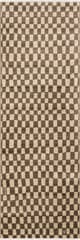 Isolated view of Brown Runner Rasali Checkered Box Rug, showcasing its design