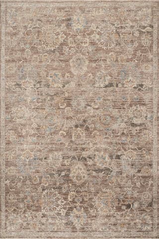 Isolated view of Brown Runner Halima Traditional Vintage Floral Rug, showcasing its design