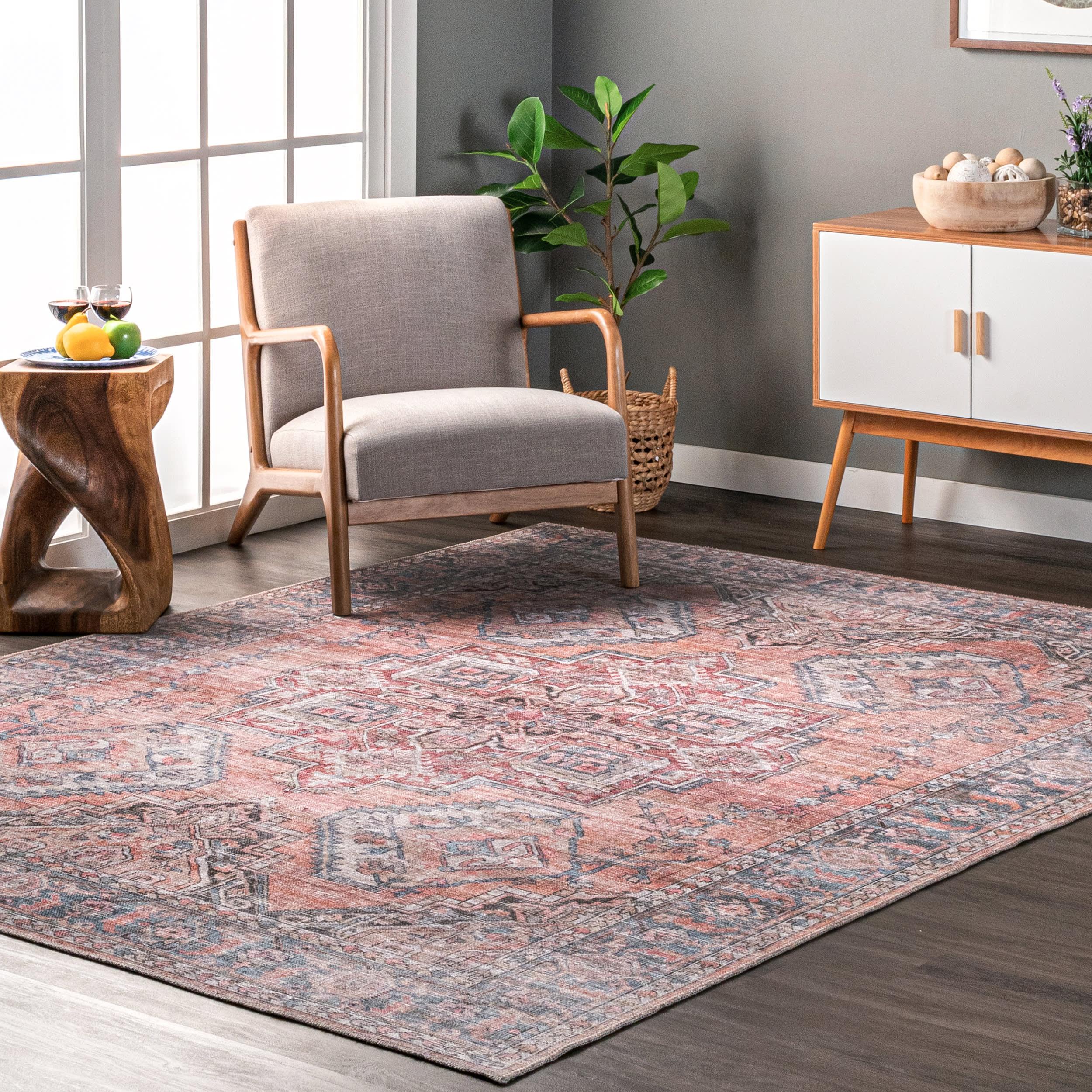 Bri Faded Washable Rug | Rust – Rugs USA