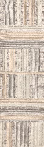 Isolated view of Beige Runner Deco Striped Tile Rug, showcasing its design
