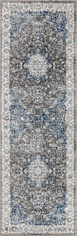 Isolated view of Dark Grey Runner Distressed Persian Rug, showcasing its design