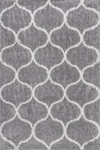 Isolated view of Grey Rectangle Naomi Quatrefoil Trellis Rug, showcasing its design