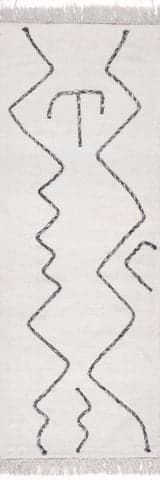 Isolated view of Ivory Runner Abstract Graphic Rug, showcasing its design