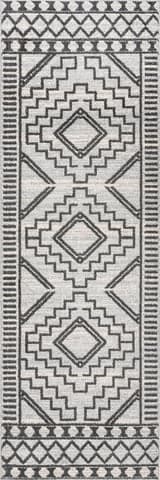 Isolated view of Grey Runner Miranda Moroccan Diamond Rug, showcasing its design