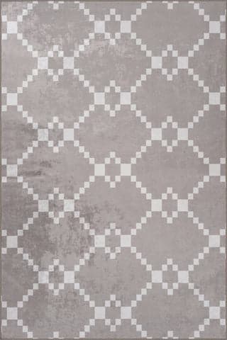 Isolated view of Taupe Rectangle Juni Southwestern Geometric Washable Rug, showcasing its design
