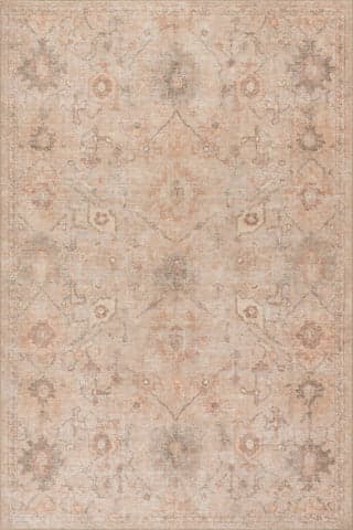 Isolated view of Peach Rectangle Partha Vintage & Distressed Washable Rug, showcasing its design