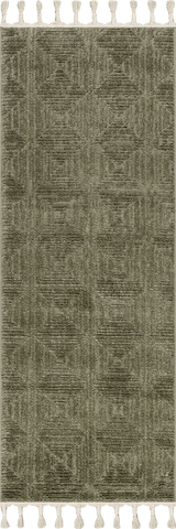 Isolated view of Green Runner Shafali Tiled Trellis Rug, showcasing its design