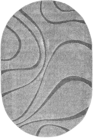 Isolated view of Dark Grey Oval Shaggy Curves Rug, showcasing its design