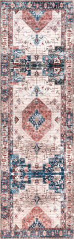 Isolated view of Brick Runner Runic Medallion Washable Rug, showcasing its design