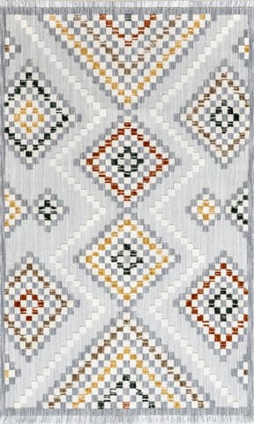 Isolated view of Light Grey Rectangle Vahani Iridescent Diamond Rug, showcasing its design