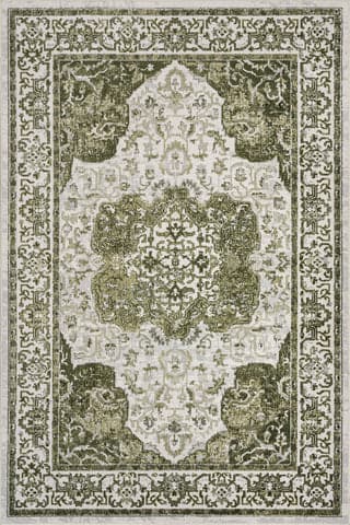 Isolated view of Green Rectangle Charlisa Washable Faded Snowflake Rug, showcasing its design