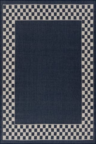 Isolated view of Navy Rectangle Zyrah Modern Checkered Indoor/Outdoor Rug, showcasing its design